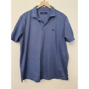 Tommy Bahama Men's Blue Striped Short Sleeve Polo - XL